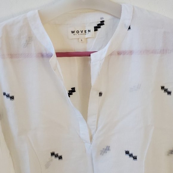 Woven by Synergy White Blouse Drop-Shoulders Size Small - Picture 3 of 9
